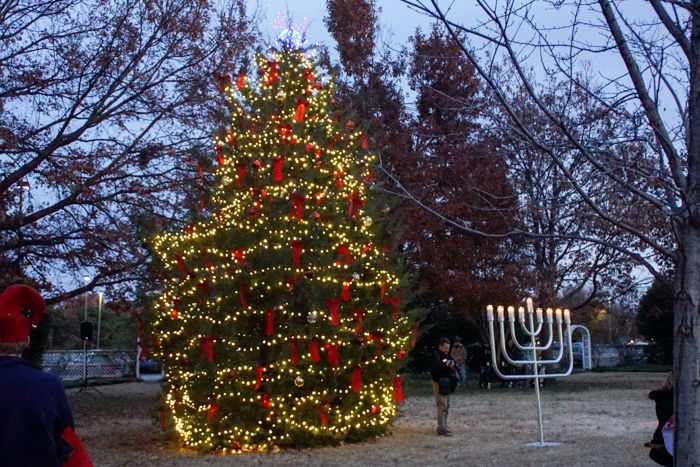 Christmas tree and menorah
